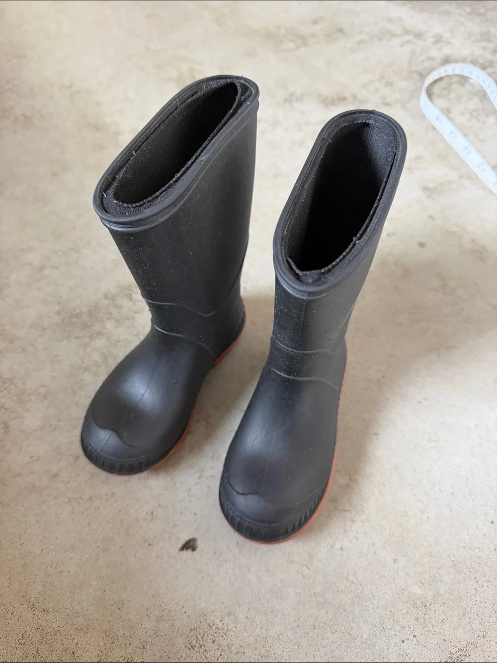 Kids Black Rain Boots with Red Outsole